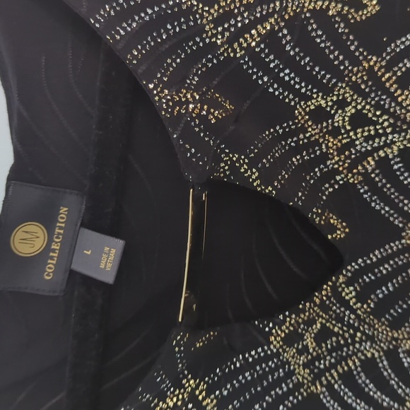 JM Collection Sz L Black Keyhole Top with Gold Sparkling Accents NWOT - Picture 2 of 5